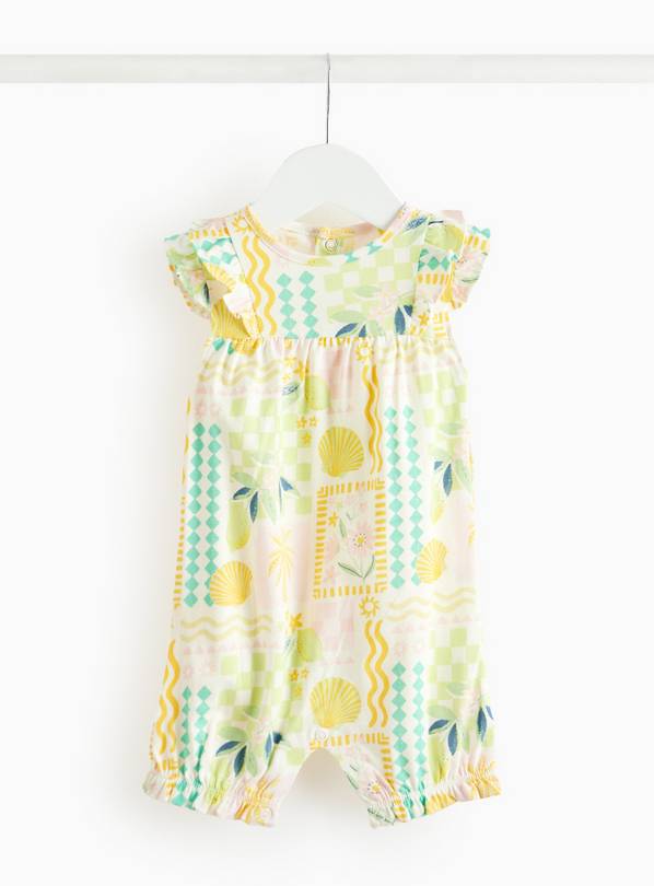 Yellow Floral Print Romper 3-6 months